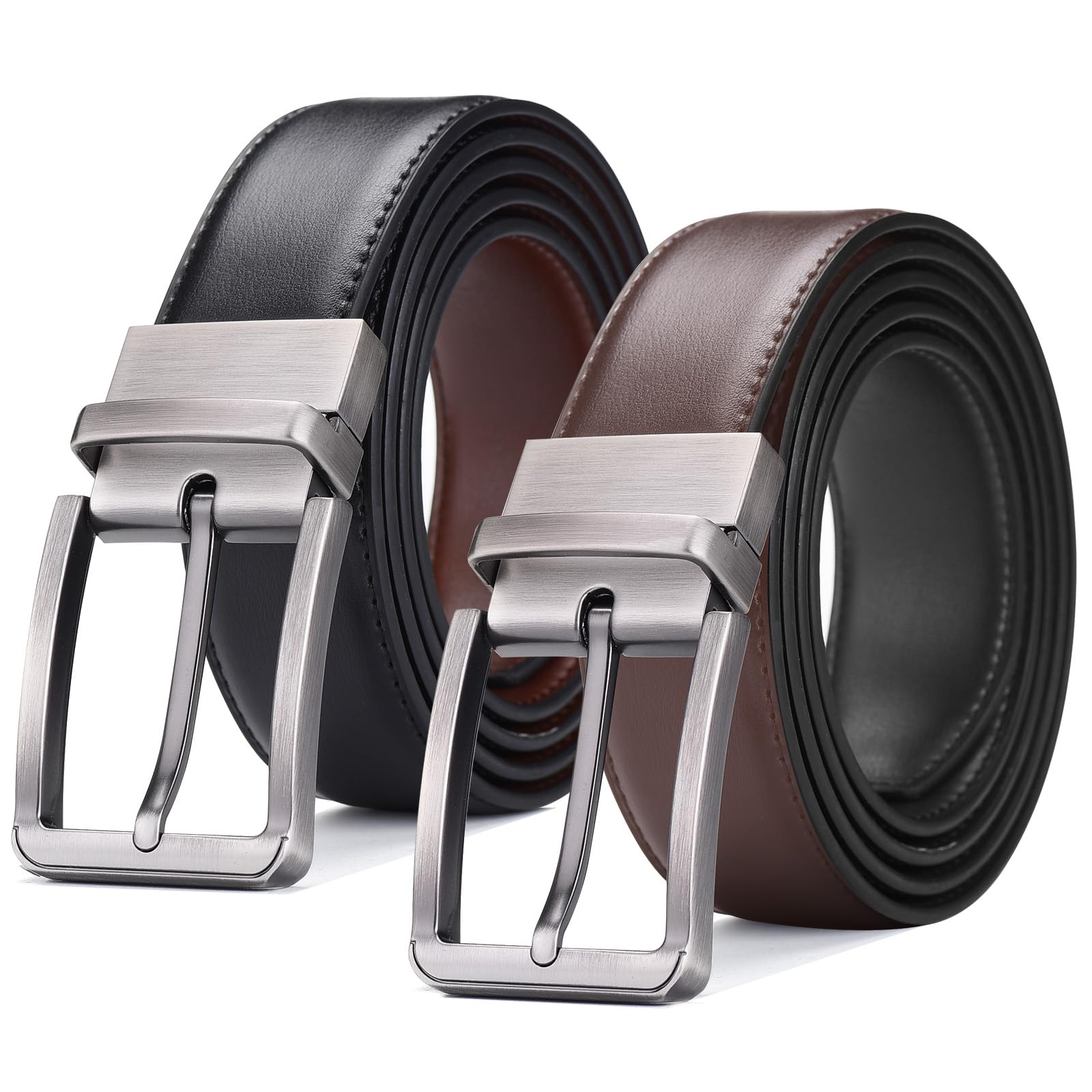 Men's leather belt reversible belt with twisted buckle, ideal for